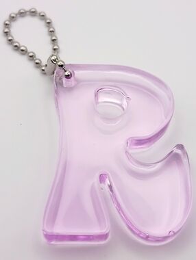 Purple Resin Letter R Keychain Handmade Initial Charm Cute Aesthetic Gift